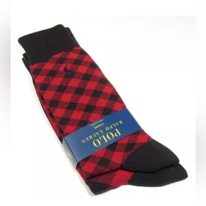 New 2 Pairs Polo Ralph Lauren Buffalo check plaid casual dress Crew socks